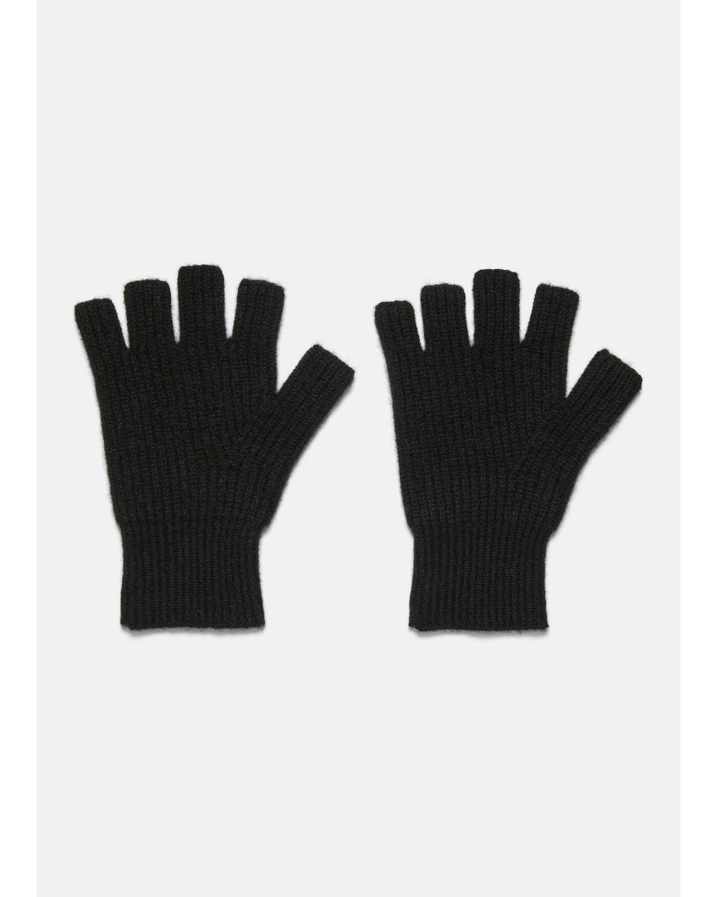 Vince Black Plush Cashmere Rib-Knit Fingerless Glove