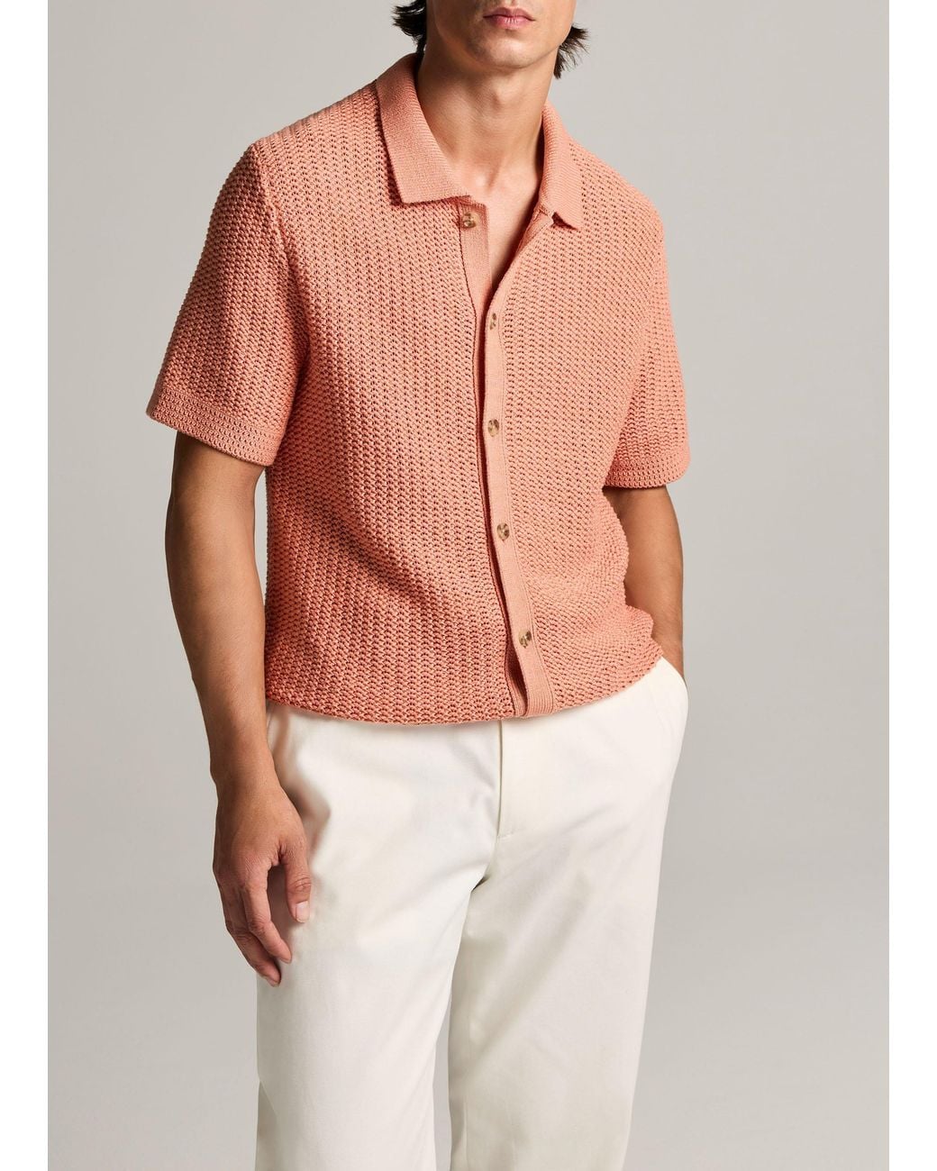 Vince Multicolor Cotton Crochet Button-Front Shirt for men
