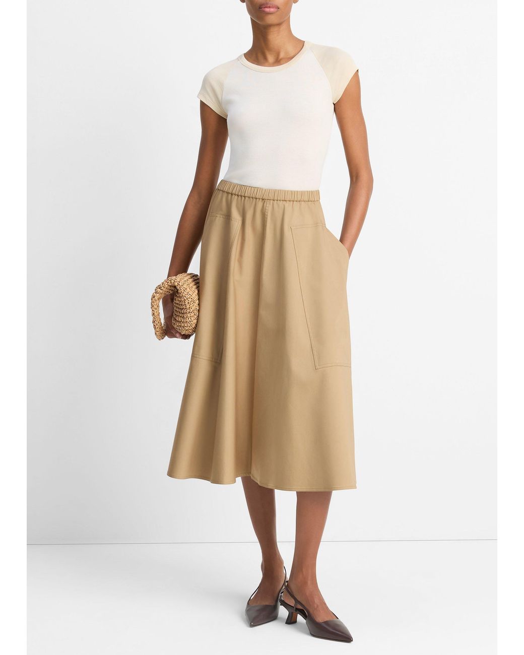 Vince Natural Cotton Full Skirt