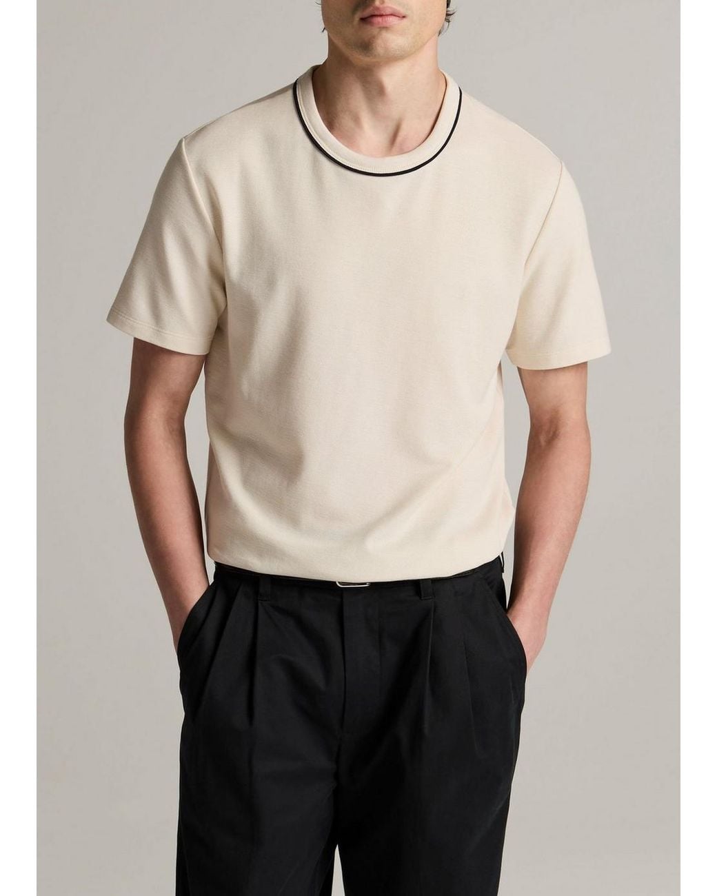 Vince Natural Tipped Pima Cotton Piqué T-Shirt for men
