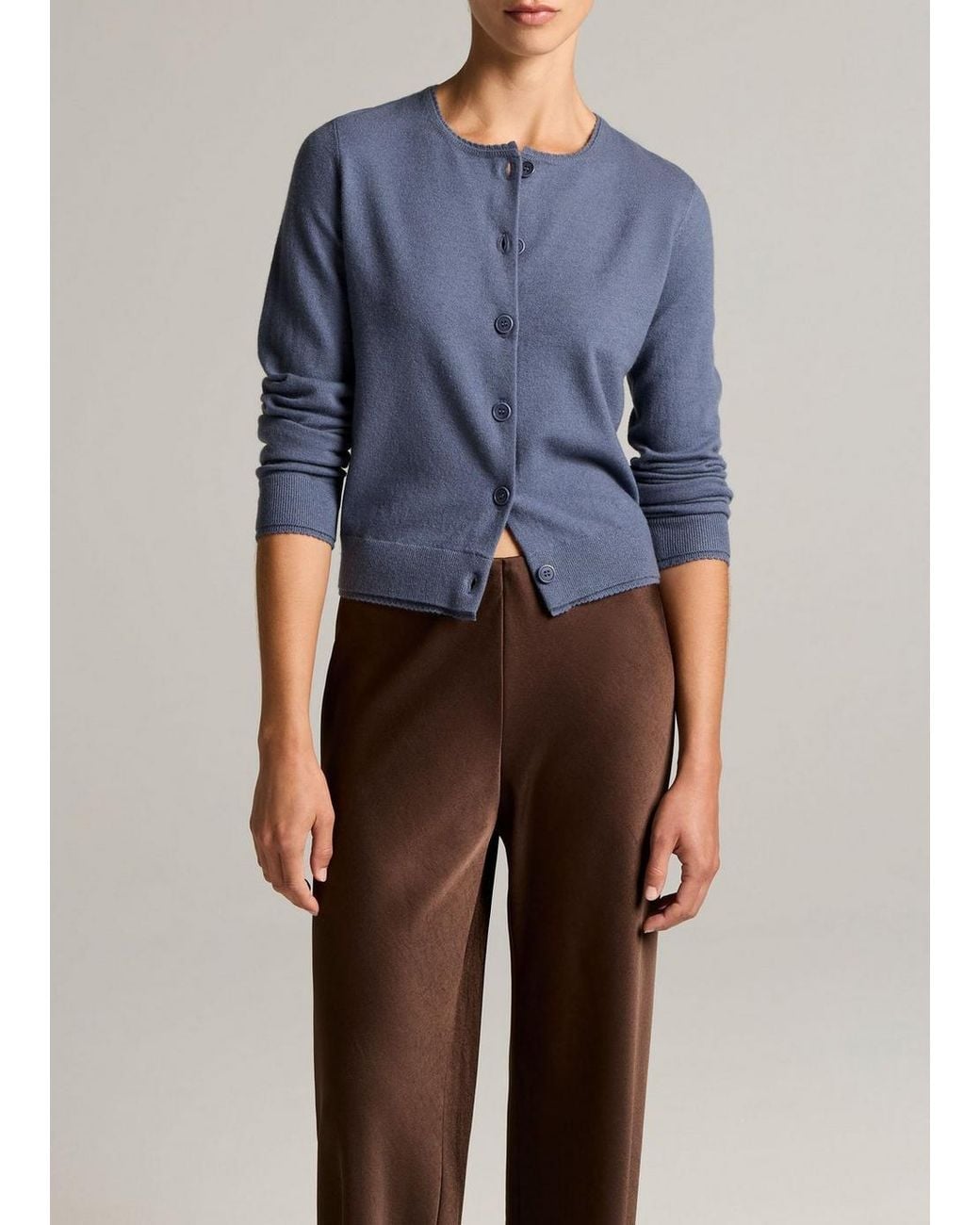 Vince Blue Scallop-Trim Wool & Cashmere-Blend Cardigan