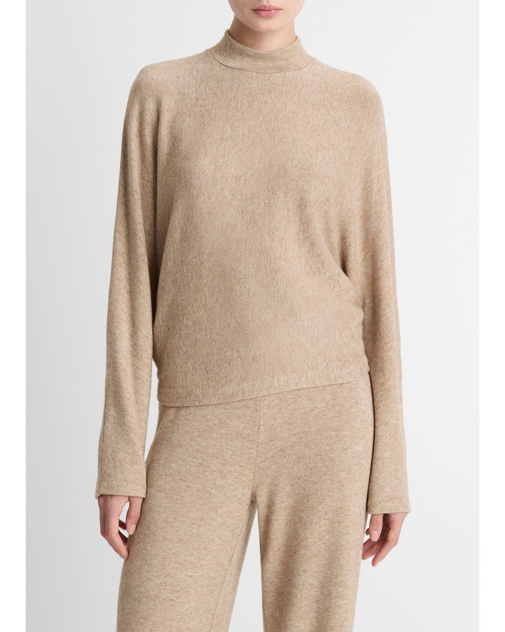 Vince Natural Cozy Dolman-Sleeve Mock-Neck Top