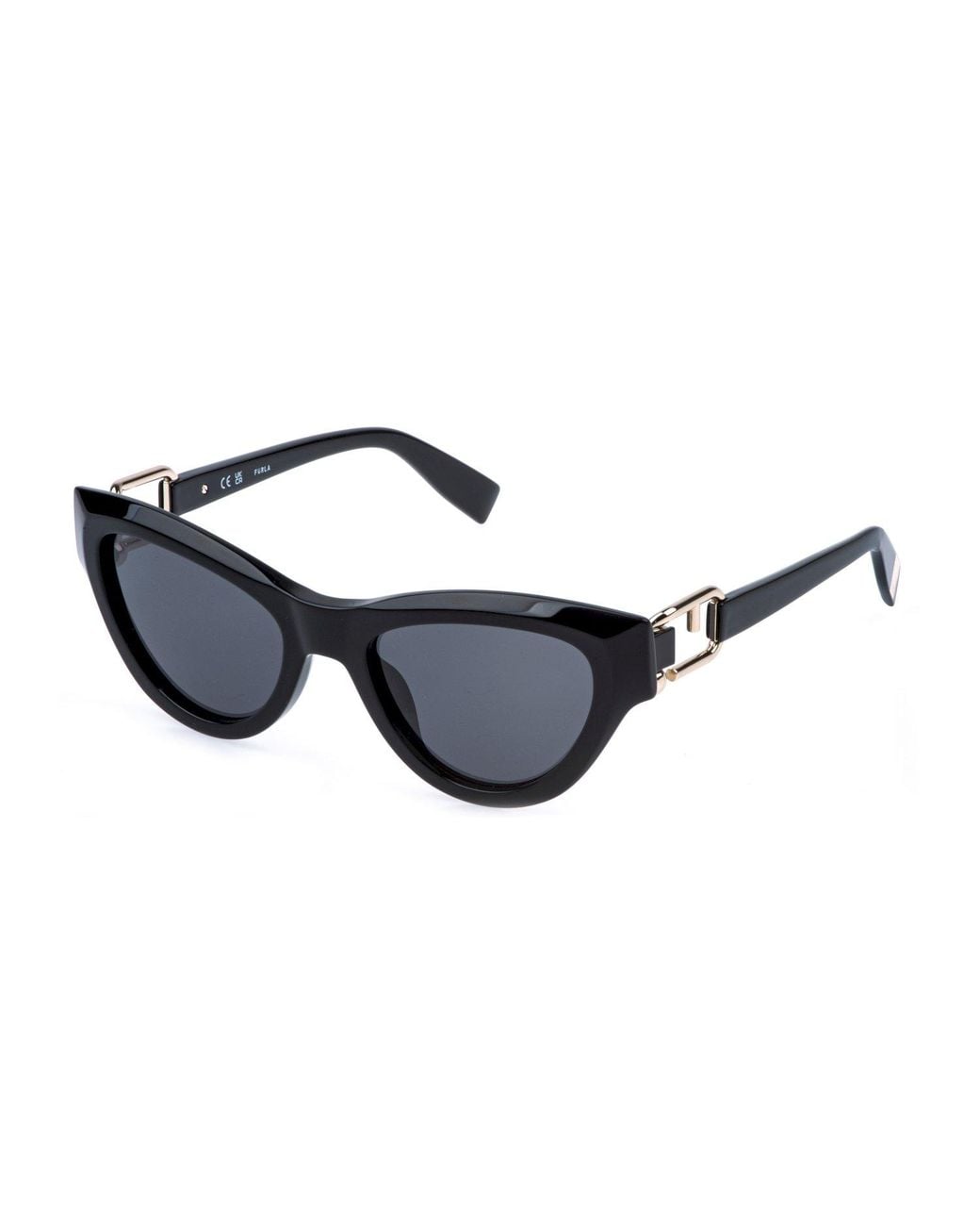 Furla Black Sfu982 0700 Sunglasses Acetate Smoke Cat Eye Normal