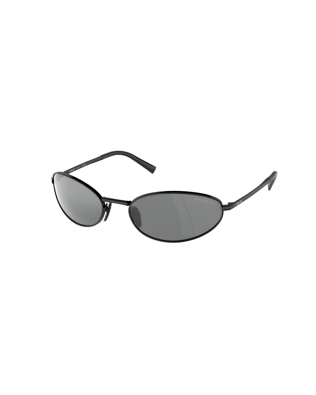 Prada Black Pr A59S 1Ab60G Sunglasses Steel Round Mirrored Mirror
