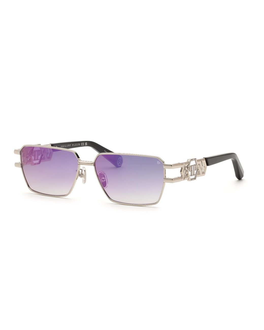Philipp Plein Black Spp210M Plein Icon Edge 579V Sunglasses Metal Squared Normal