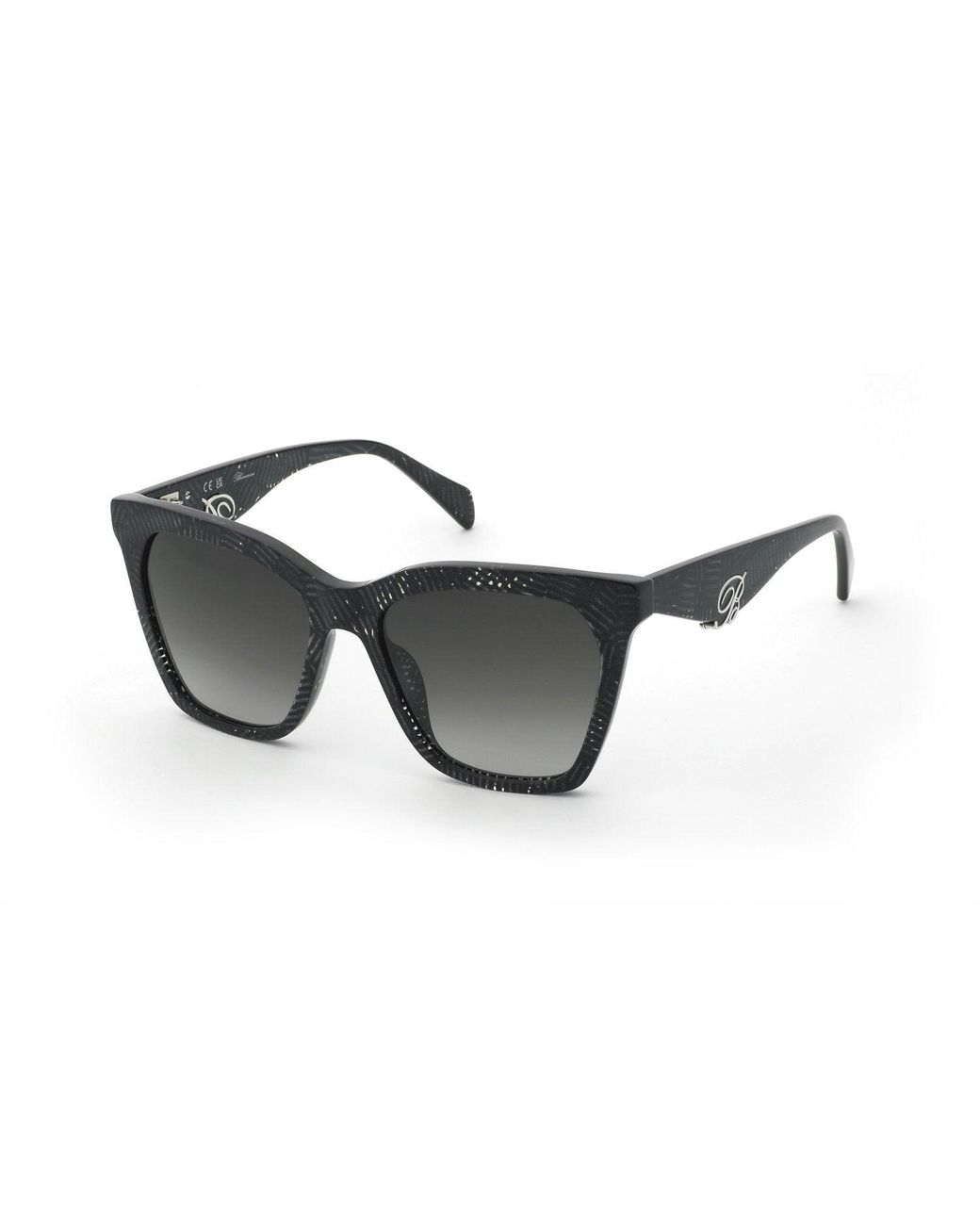 Blumarine Black Sbm901V 0Gl1 Sunglasses Acetate Smoke Geometric Normal Nuanced