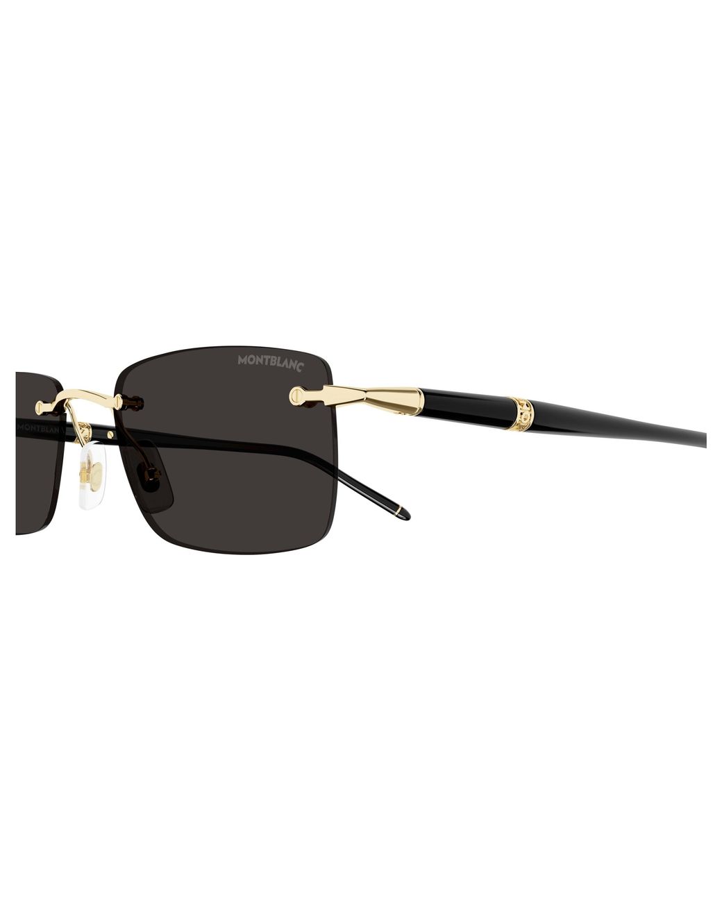 Montblanc Black Mb0344S 001 Sunglasses Metal Squared for men