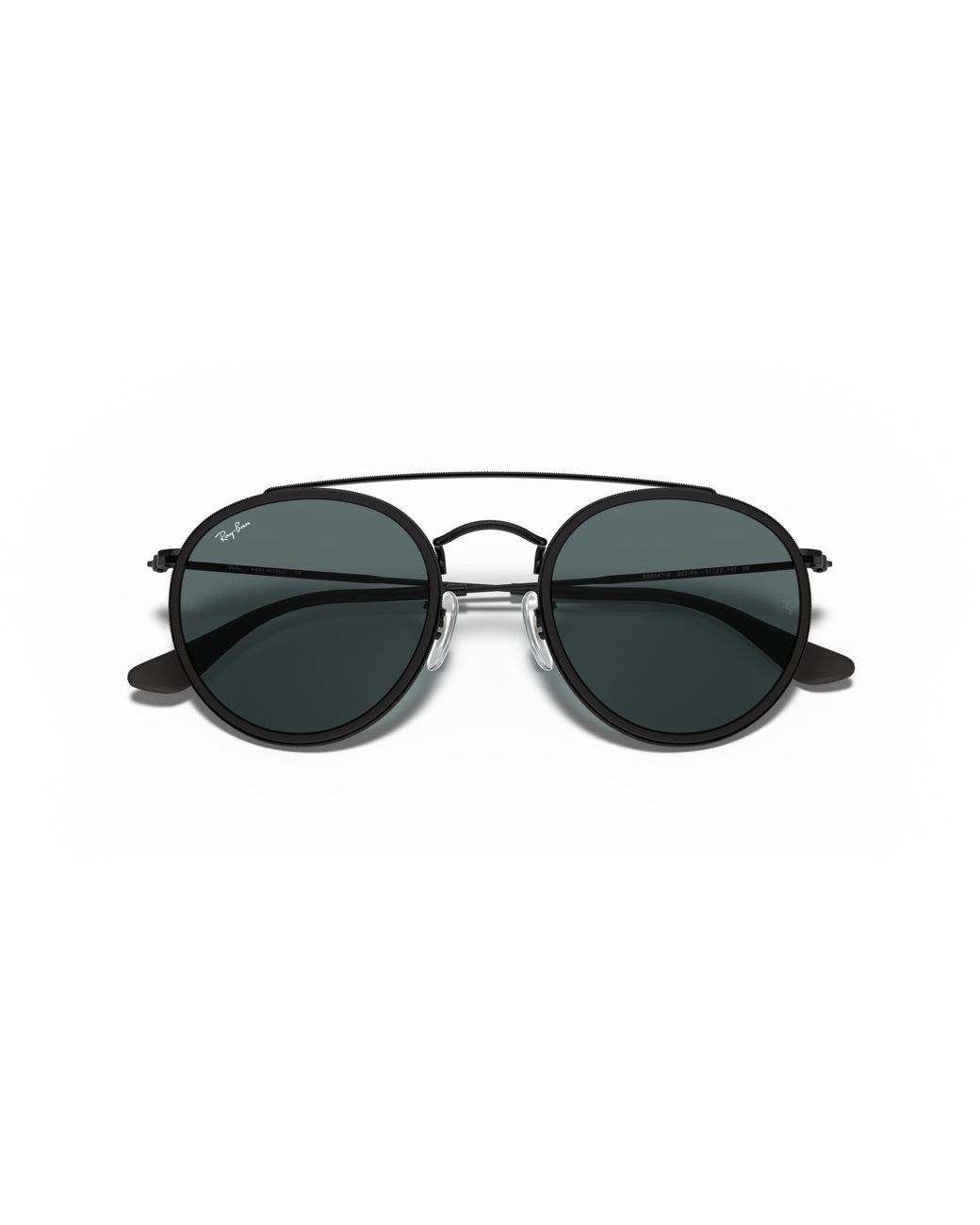 Ray-Ban Multicolor Sunglasses Unisex Round Double Bridge - Black Frame Green Lenses Polarized 51-22