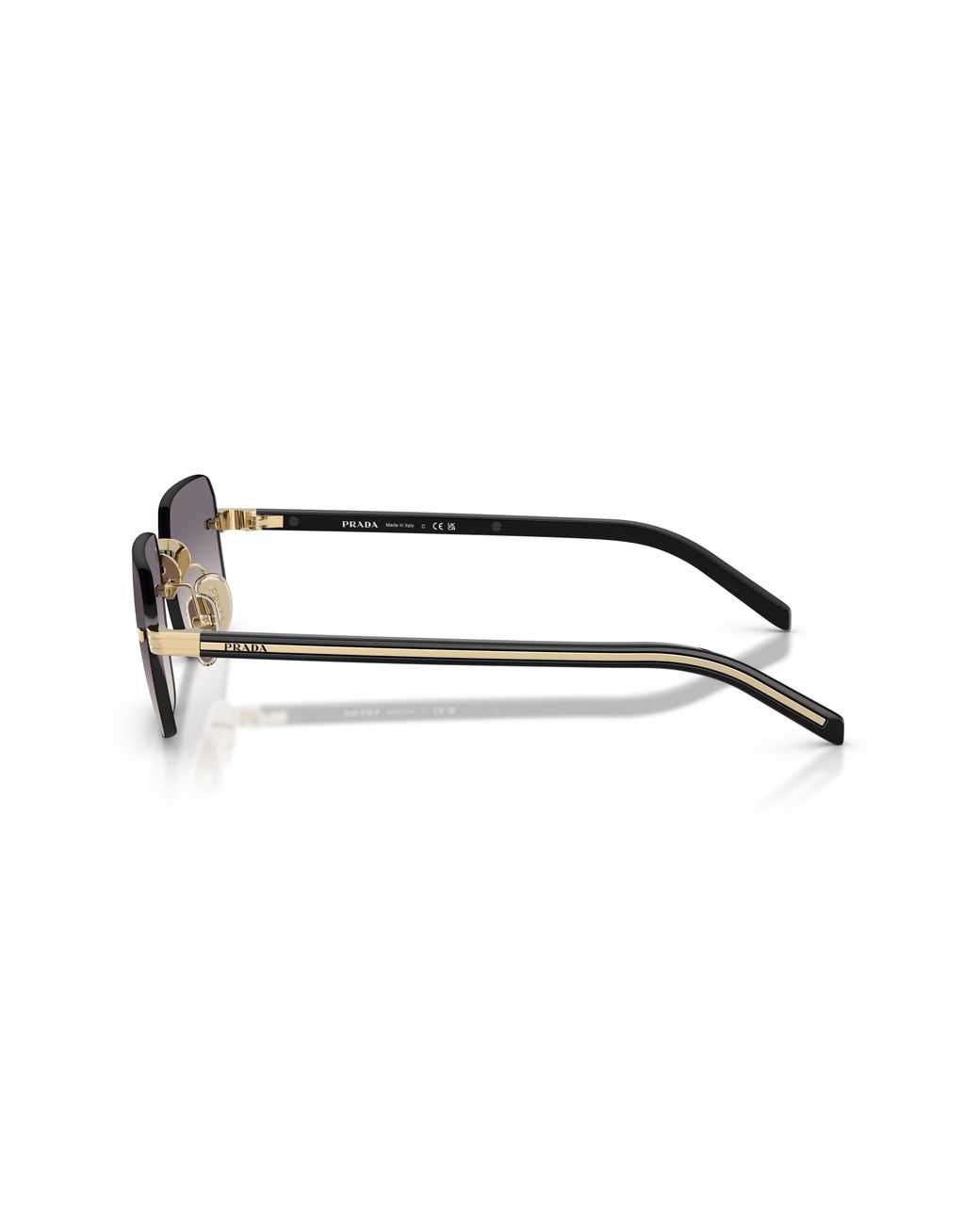 Prada Black Pr D55S Zvn60W Sunglasses Metal Squared Mirror for men