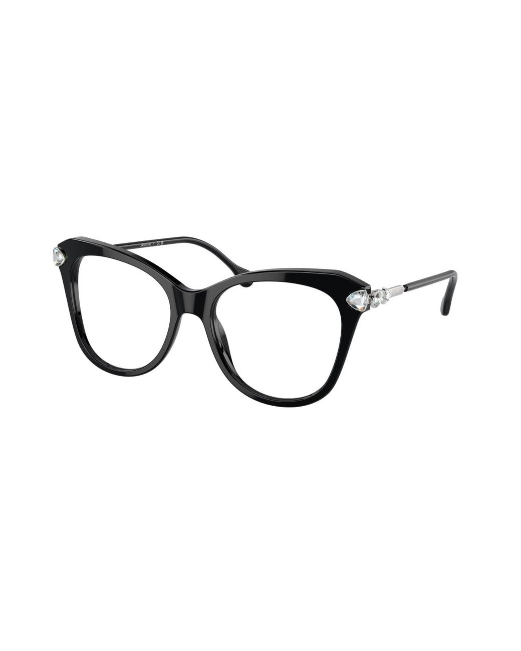 Swarovski Black Sk2012 1038 Optical Frames Acetate Transparent Geometric Normal