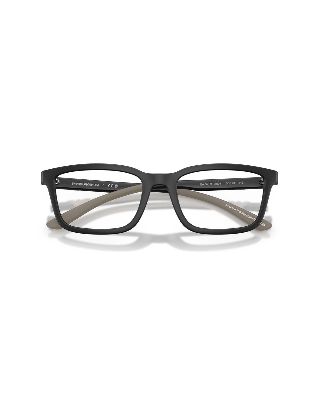 Emporio Armani Black Ea3259 5001 Optical Frames Injected Squared Normal for men