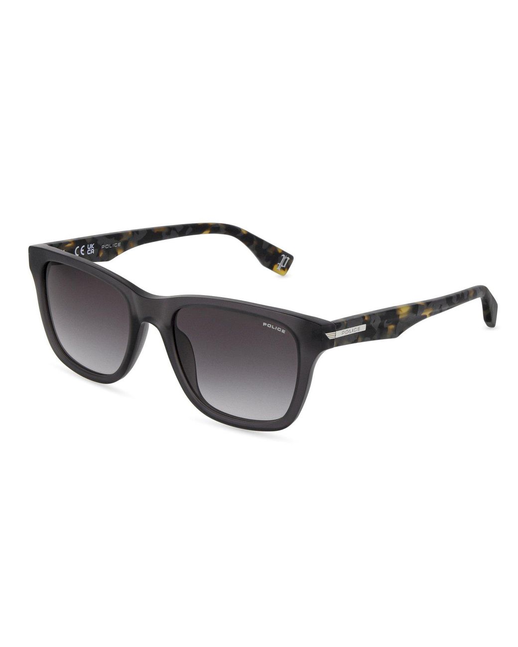 Police Black Splu68 Nerve 2 819M Sunglasses Acetate Smoke Squared Normal Nuanced for men