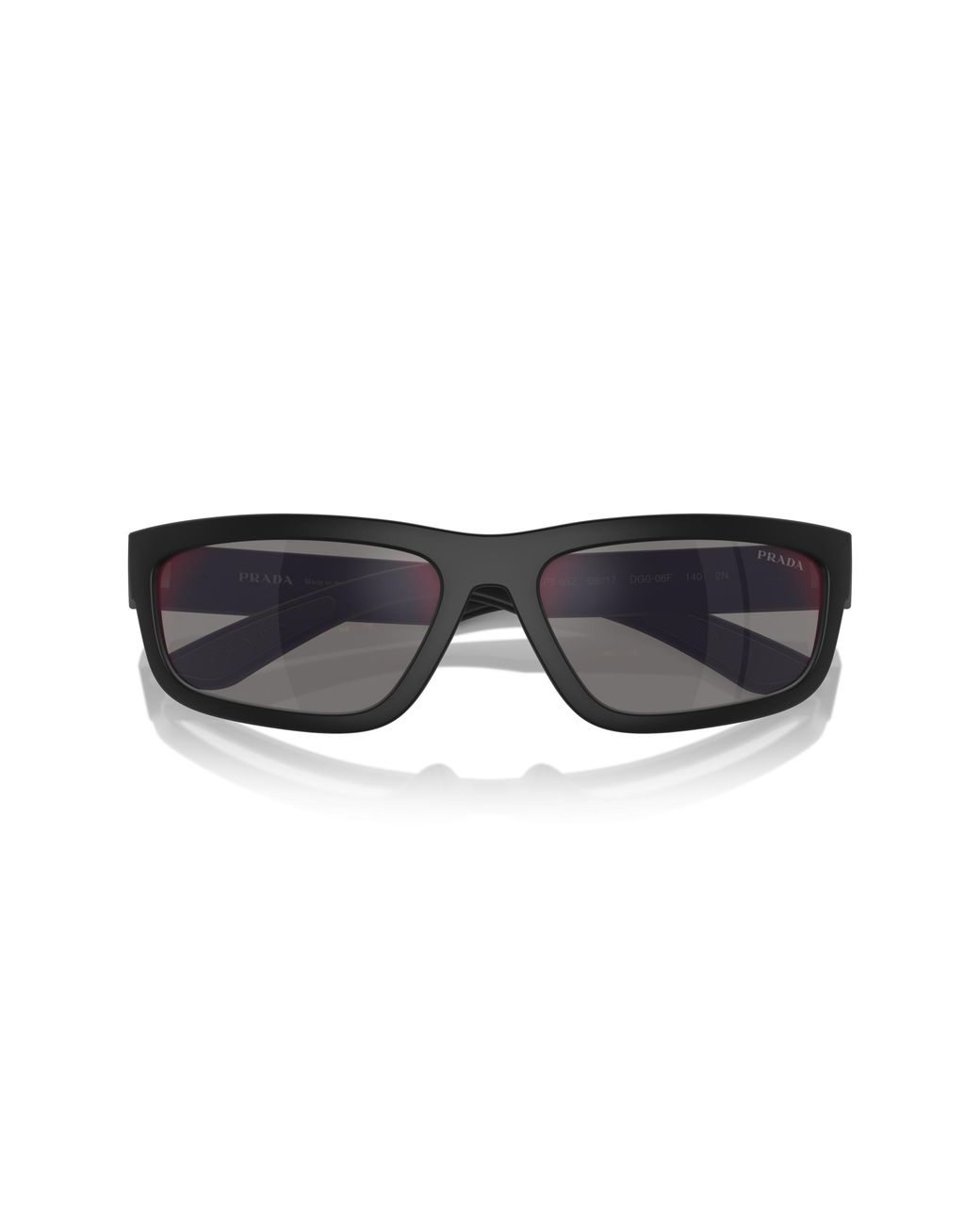 Prada Linea Rossa Black Ps 05Zs Dg008F Sunglasses Injected Squared Mirrored Mirror for men