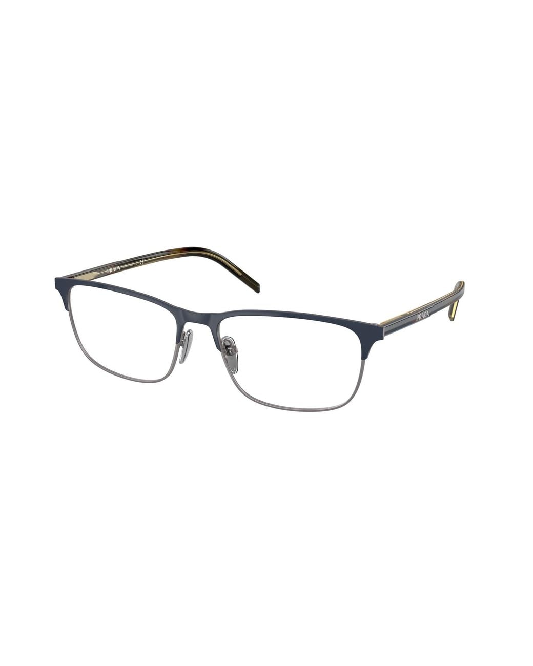 Prada Black Pr 66Yv 02N1O1 Optical Frames Metal Transparent Pillow Normal for men