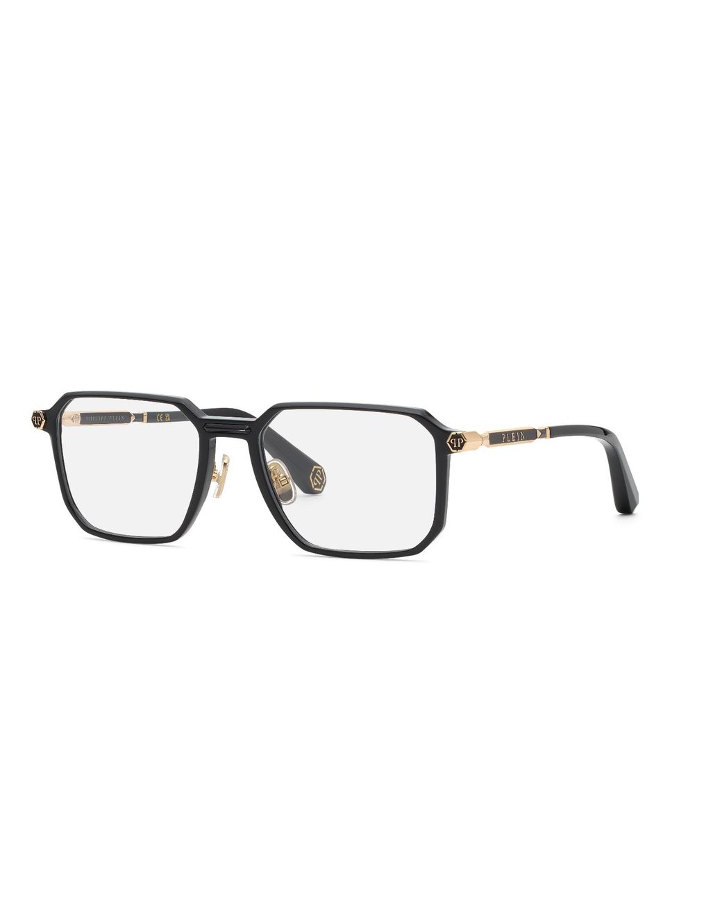 Philipp Plein Black Vpp220M Plein Hexagon Stud 0Z42 Optical Frames Injected Geometric for men