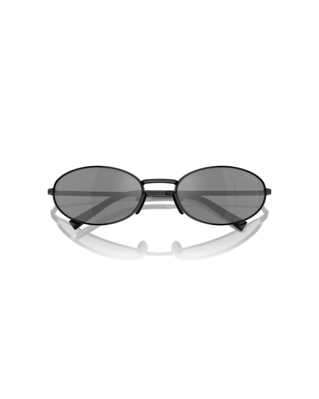 Prada Black Pr A59S 1Ab60G Sunglasses Steel Round Mirrored Mirror