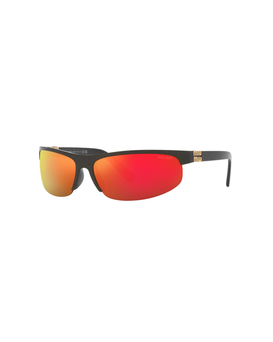 Miu Miu Black Mu A02S 17Y5M0 Sunglasses Injected Round Mirrored