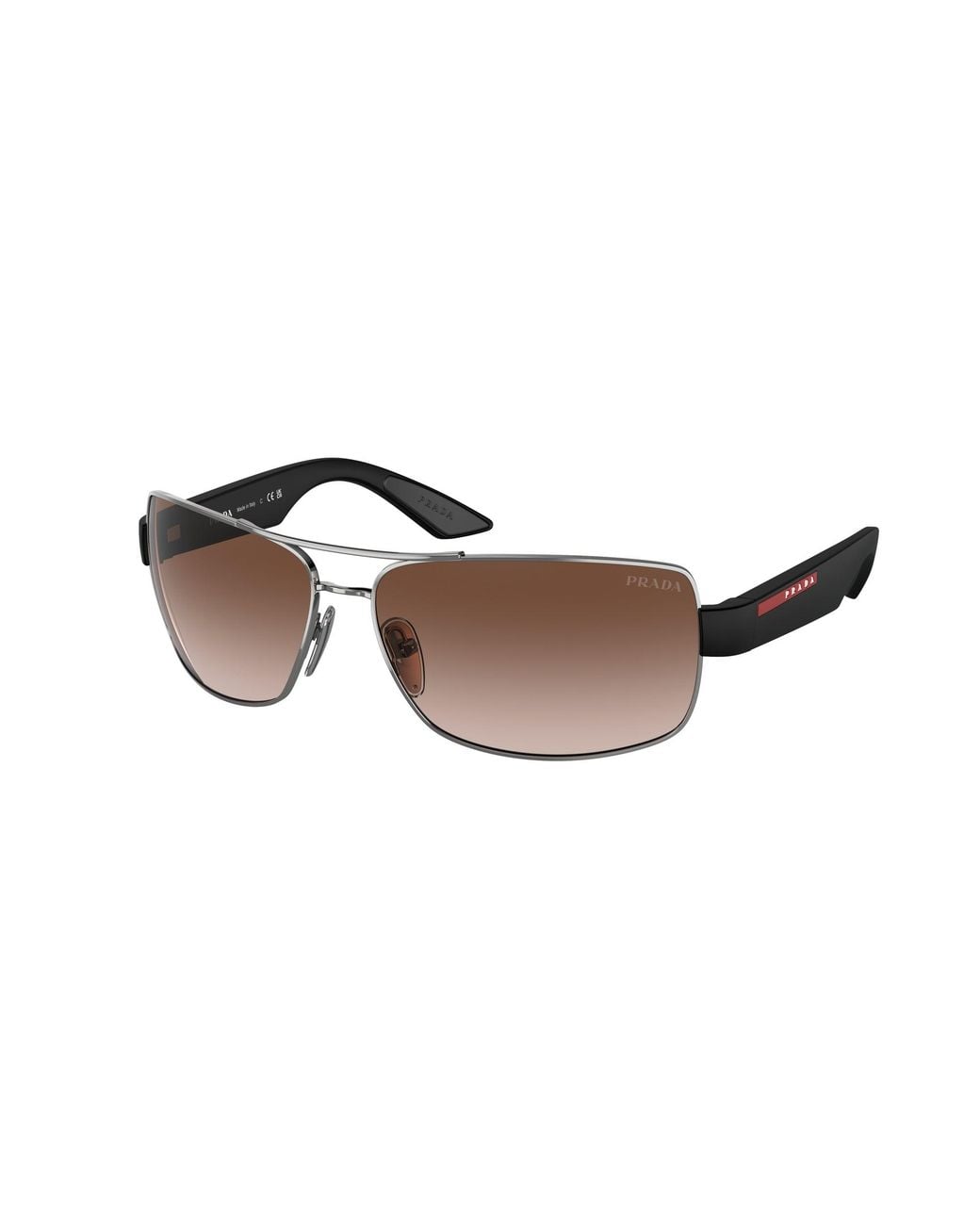 Prada Linea Rossa Black Ps 50Zs 5Av02P Sunglasses Metal Pillow Normal Shaded for men
