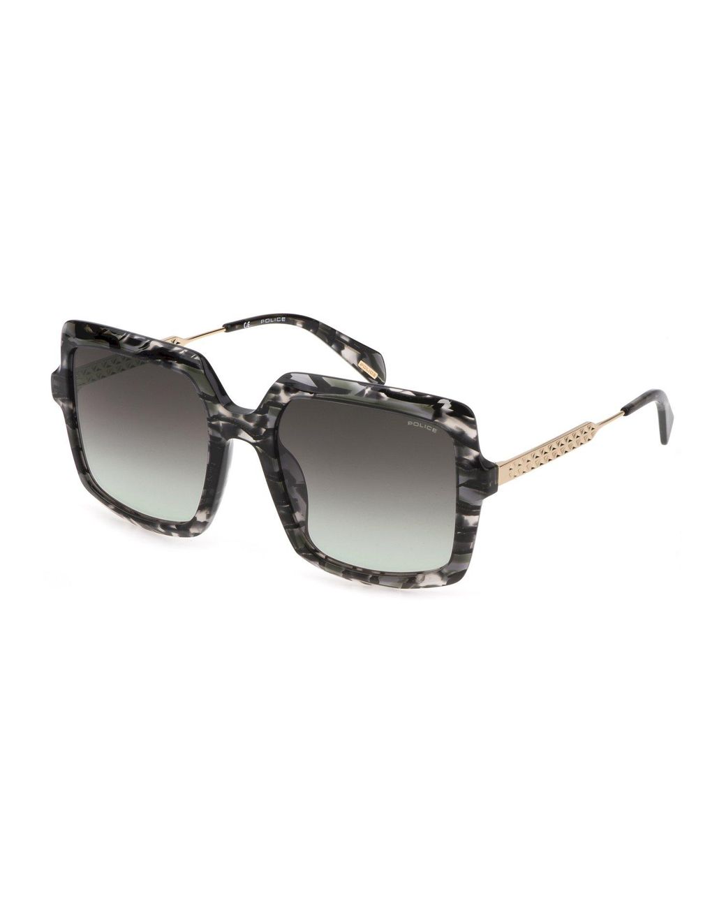 Police Black Splg20 Fame 2 06Rt Sunglasses Acetate Squared Normal Shaded