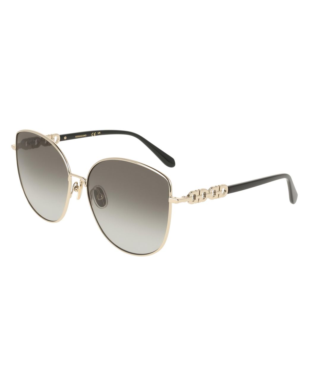 Ferragamo Black Sf339S 738 Sunglasses Metal Squared Normal