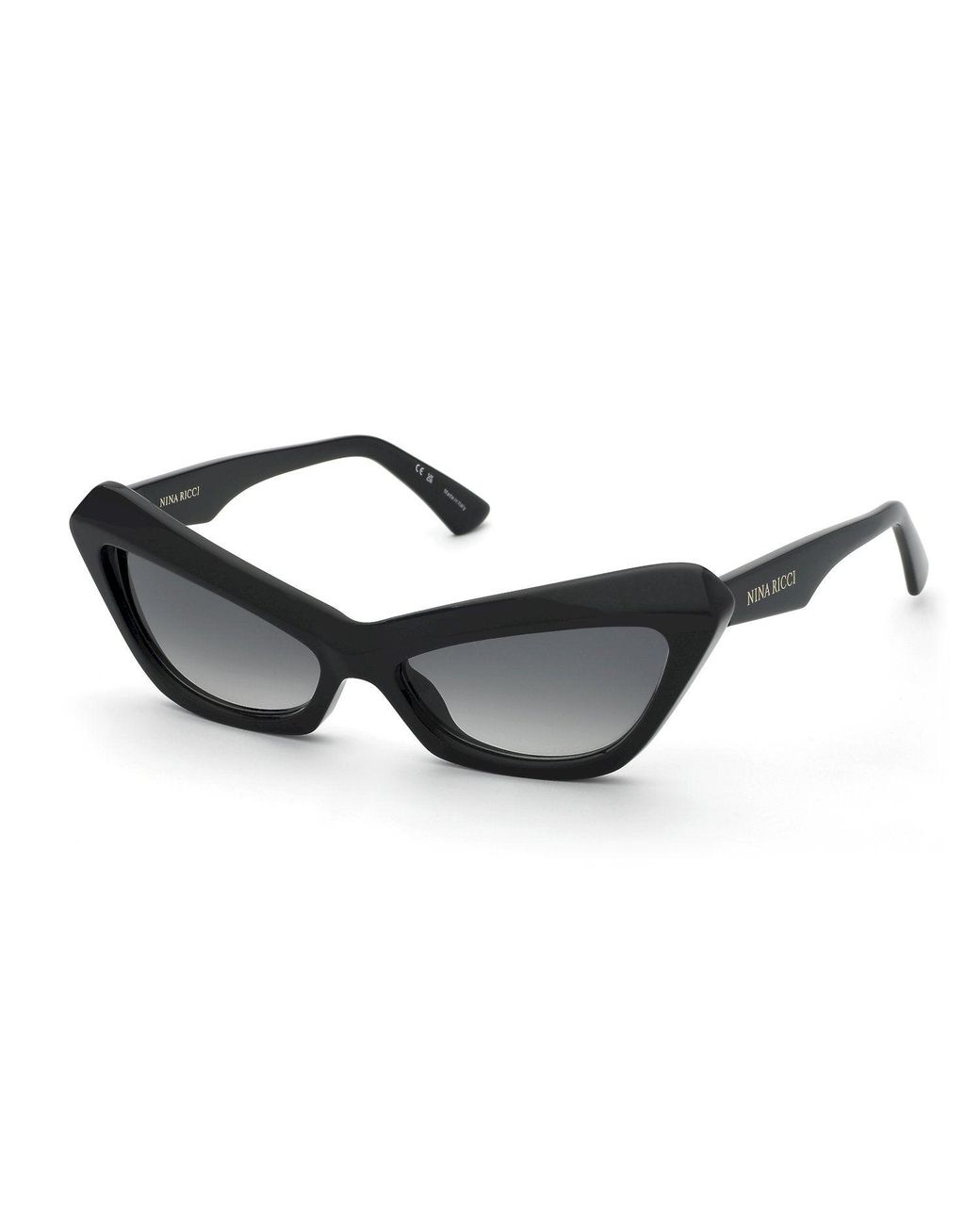 Nina Ricci Black Snr405 700 Sunglasses Acetate Smoke Cat Eye Normal Shaded