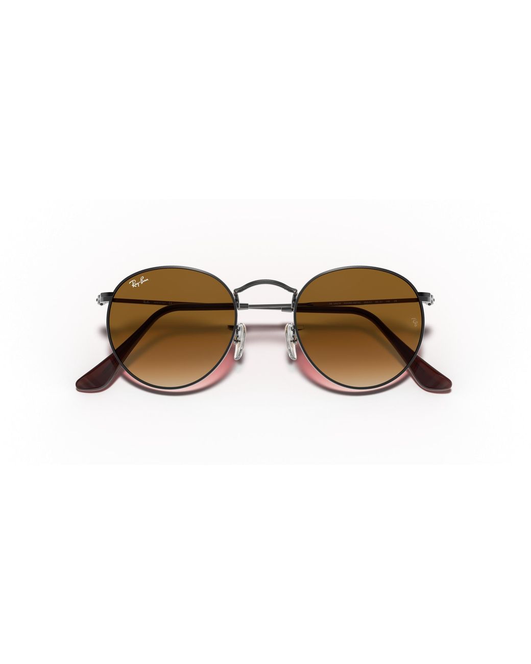 Ray-Ban Multicolor Sunglasses Man Round Flat Lenses - Gunmetal Frame Brown Lenses 50-21