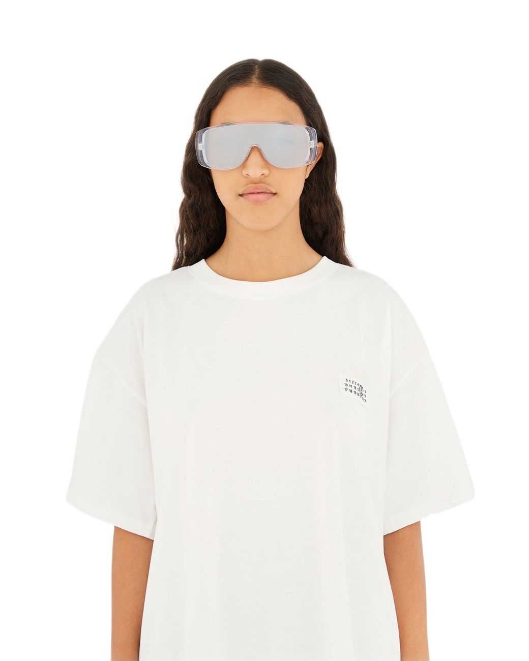 MM6 by Maison Margiela Black P55 Margiela Mm6 Mask Occhiali Da Sole Acetato Argento Maschera Specchiato