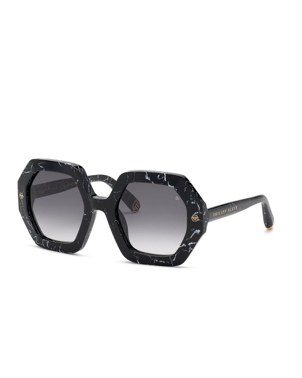 Philipp Plein Black Spp039M Plein First Lady Hong Kong 0869 Sunglasses Acetate Geometric Normal Shaded
