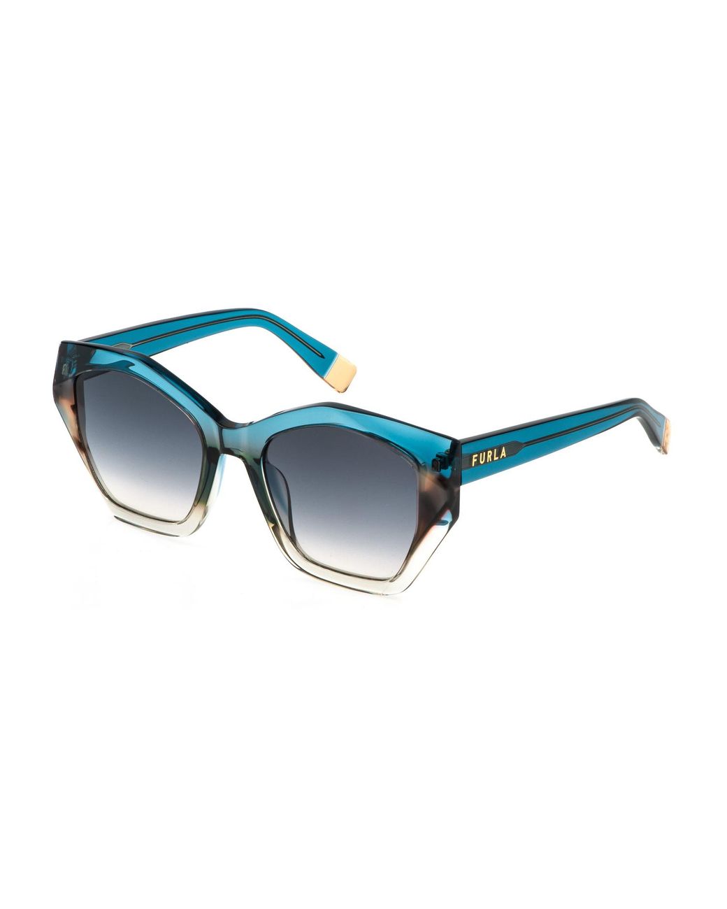 Furla Black Sfu885V 0Blv Sunglasses Acetate Smoke Geometric Normal Nuanced