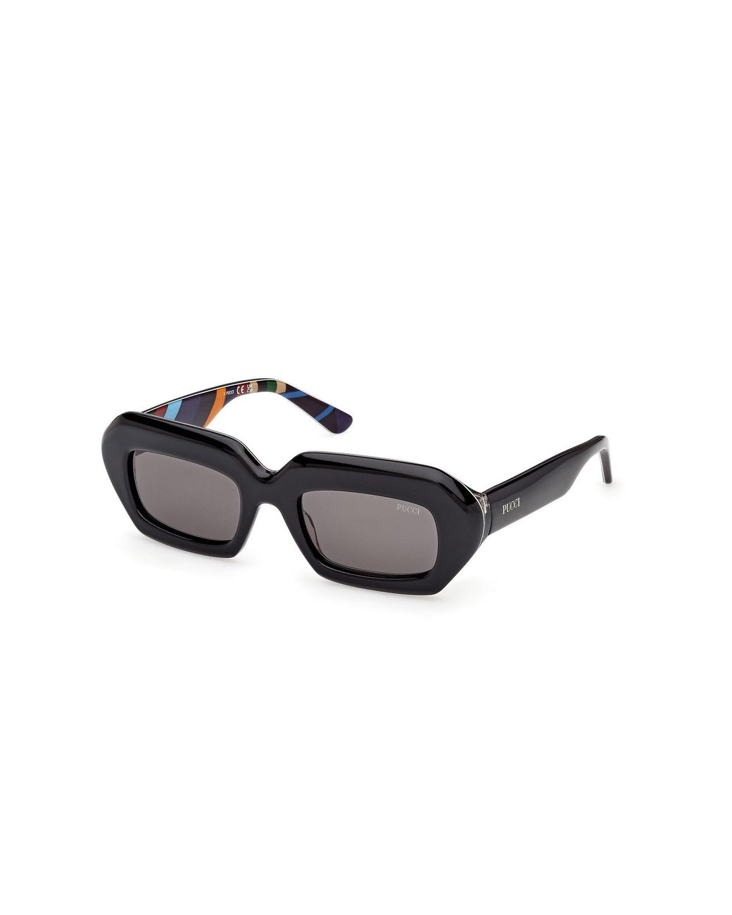 Emilio Pucci Black Ep0245 05A Sunglasses Acetate Smoke Squared Normal