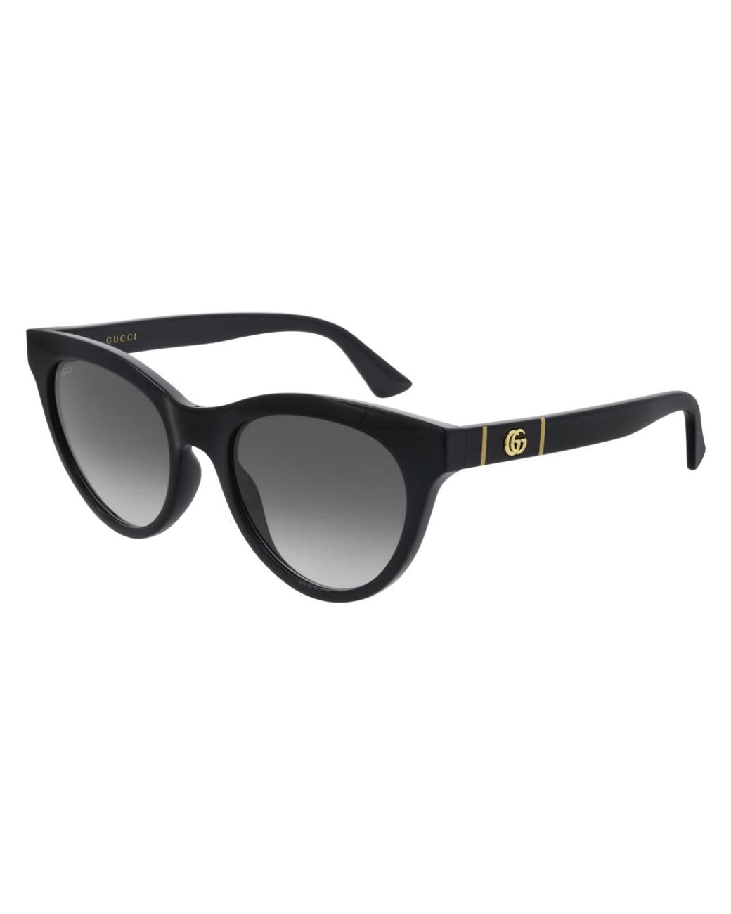 Gucci Black Gg0763S 001 Sunglasses Injected Cat Eye Normal Shaded