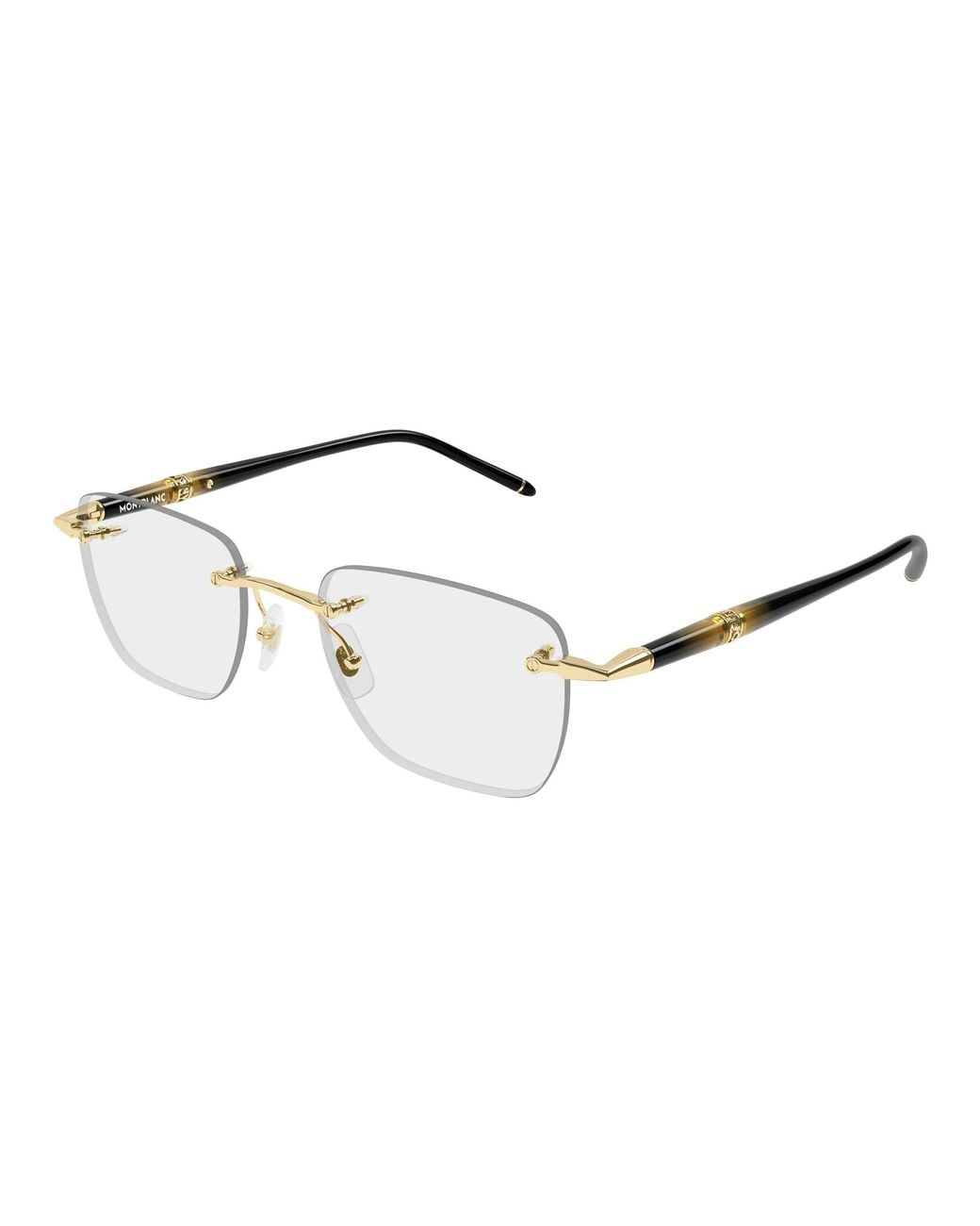 Montblanc Black Mb0346O 005 Optical Frames Metal Transparent Squared for men