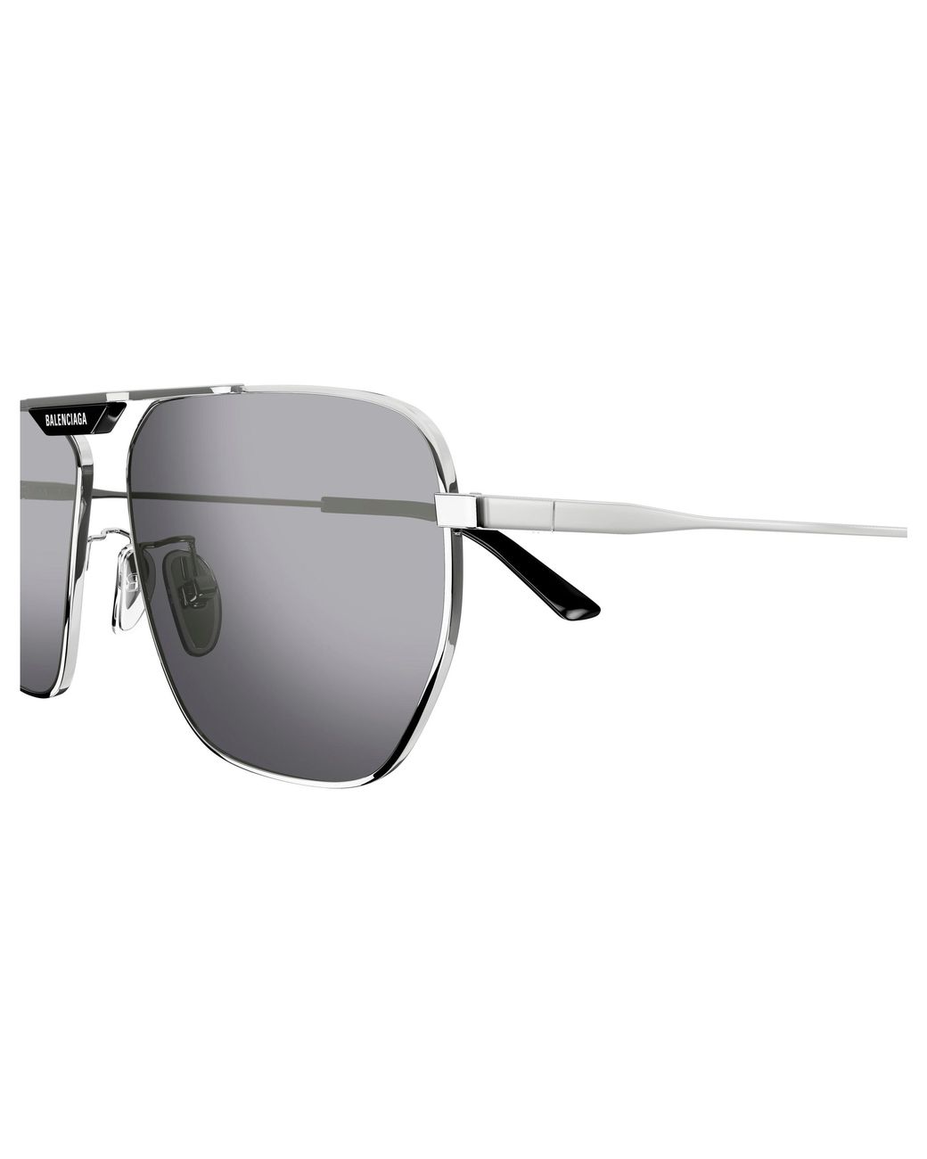 Balenciaga Black Bb0298Sa 003 Sunglasses Metal Squared Mirrored Flash for men