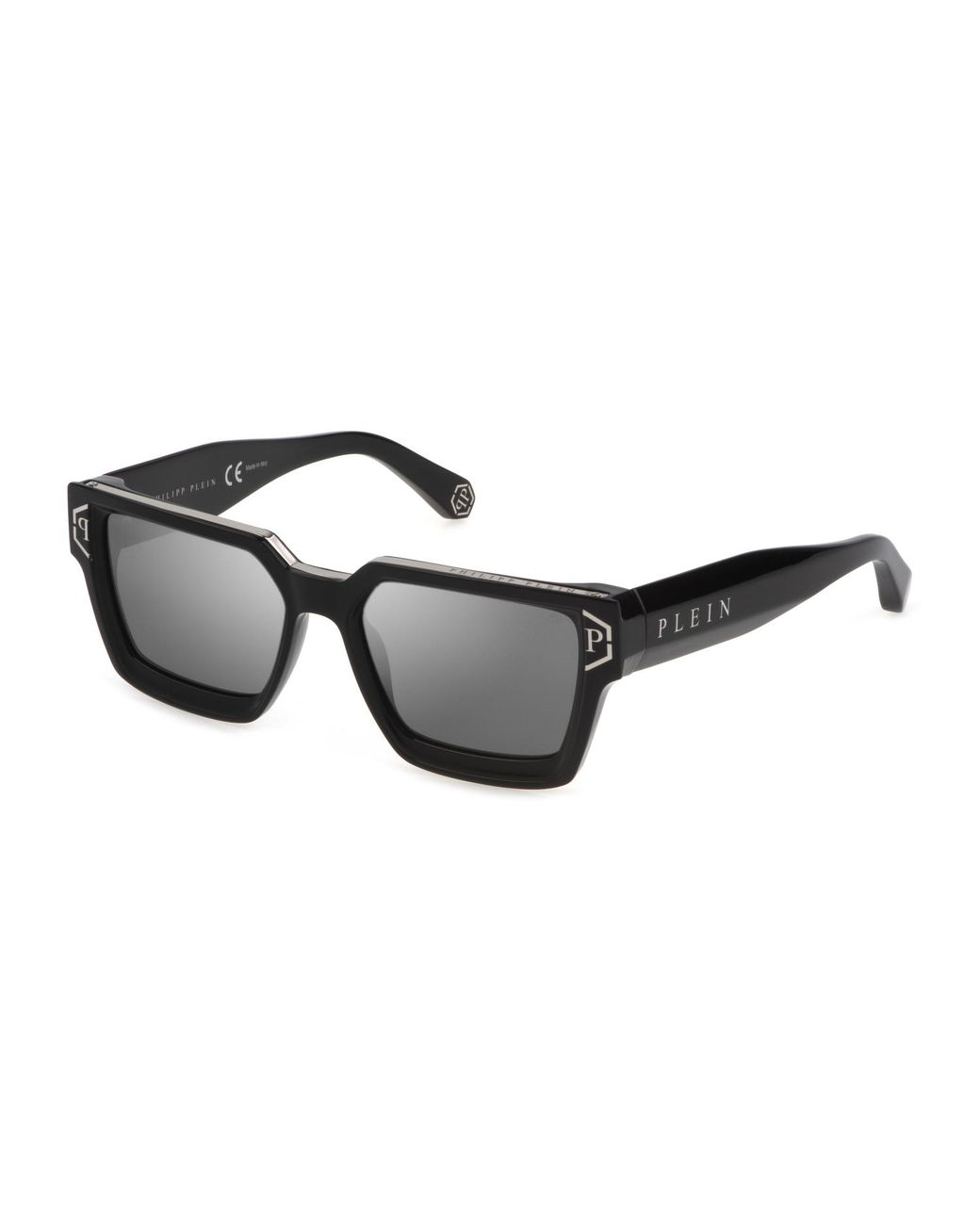 Philipp Plein Black Spp005M Plein Brave Shade 700X Sunglasses Acetate Smoke Squared Normal Nuanced for men