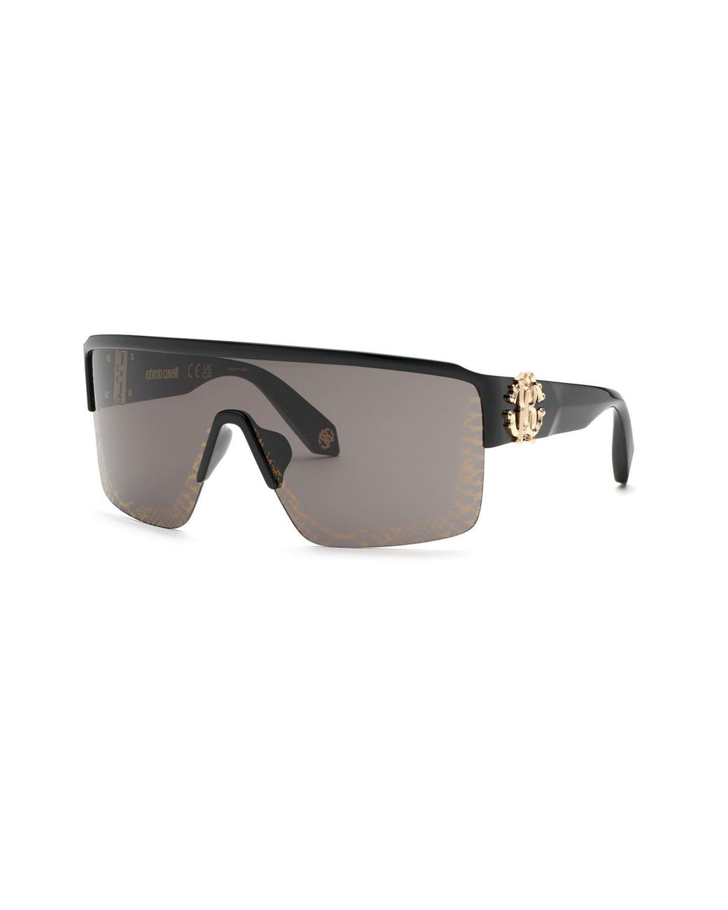 Roberto Cavalli Black Src037M Z42L Sunglasses Injected Fumo Mask Normal Specchiato