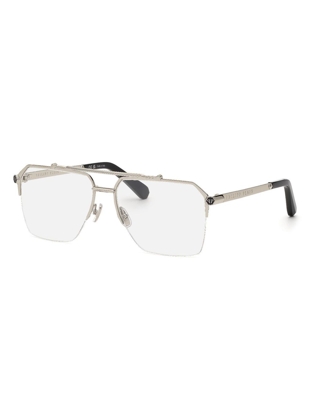 Philipp Plein Black Vpp222M Plein Royal 579 Optical Frames Metal Squared for men