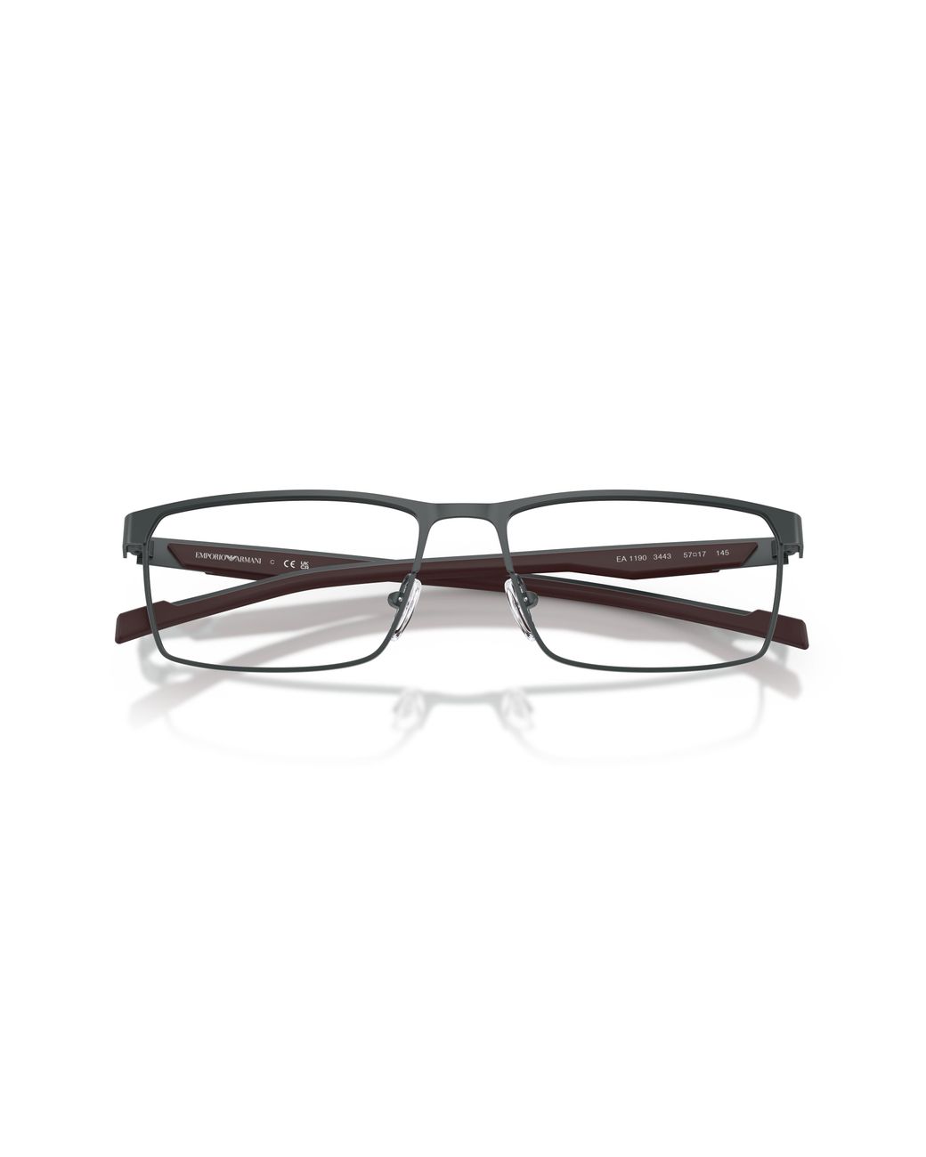 Emporio Armani Black Ea1190 3443 Optical Frames Metal Transparent Squared Normal for men