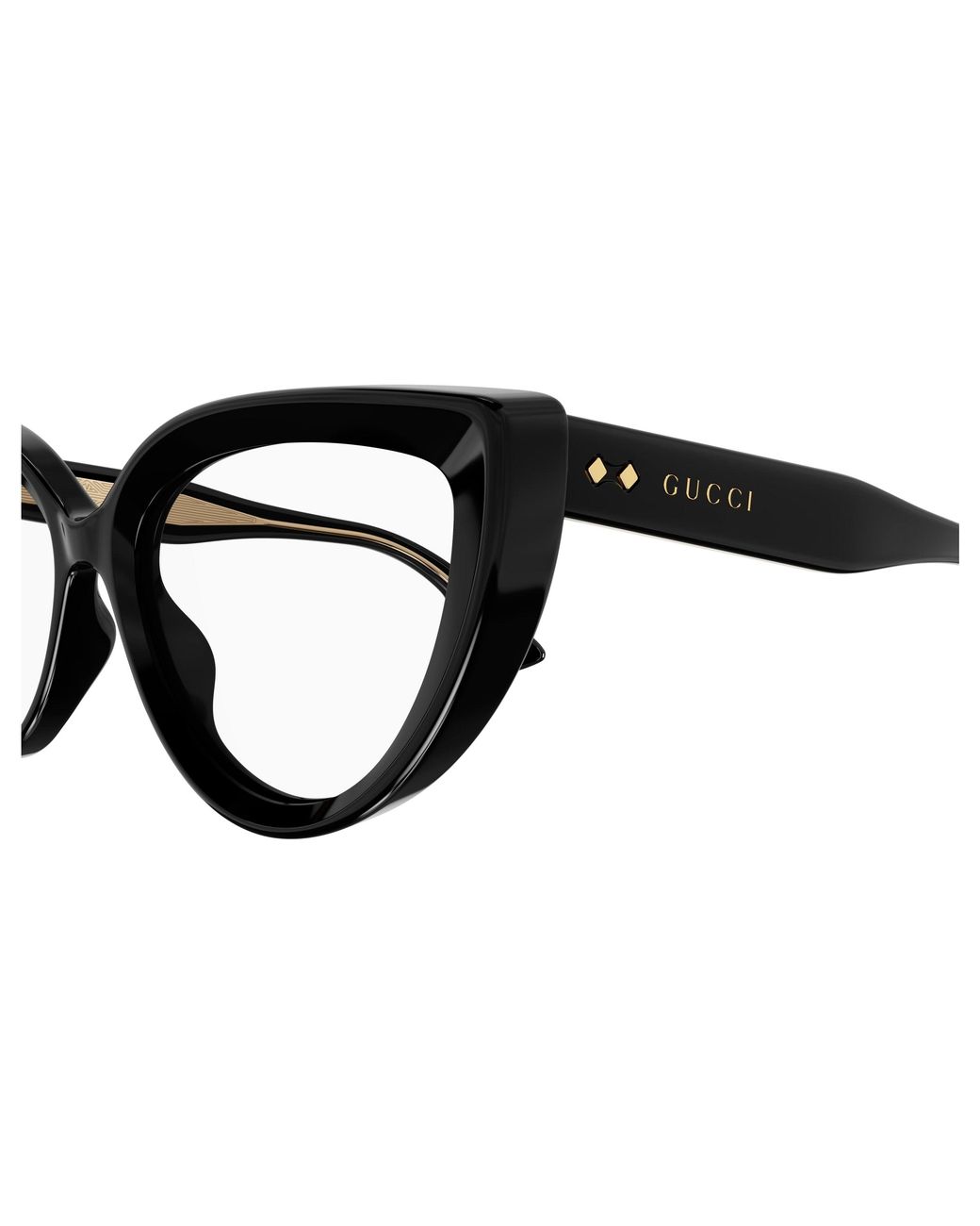 Gucci Black Gg1530O 001 Optical Frames Acetate Transparent Cat Eye