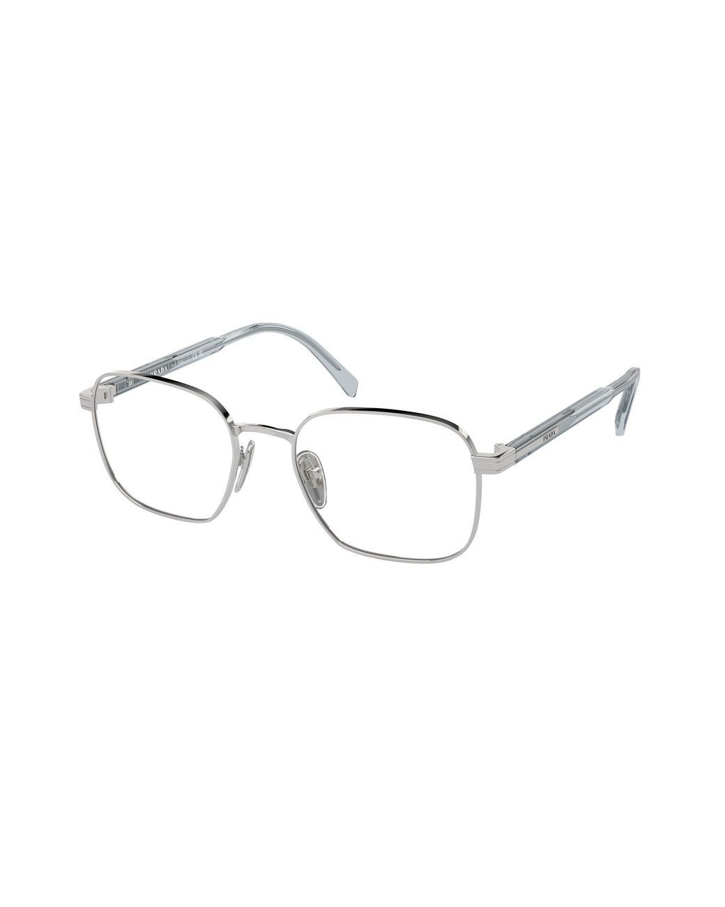 Prada Black Pr A55V 16T1O1 Optical Frames Metal Transparent Squared Normal for men