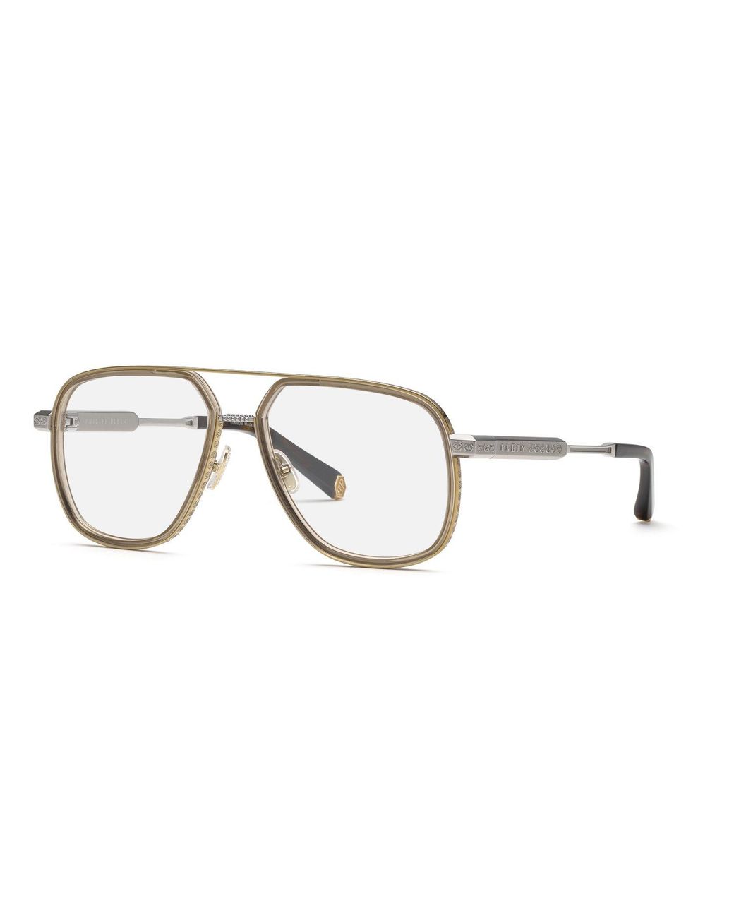Philipp Plein Black Vpp198M Plein Legacy 377 Optical Frames Metal Geometric for men