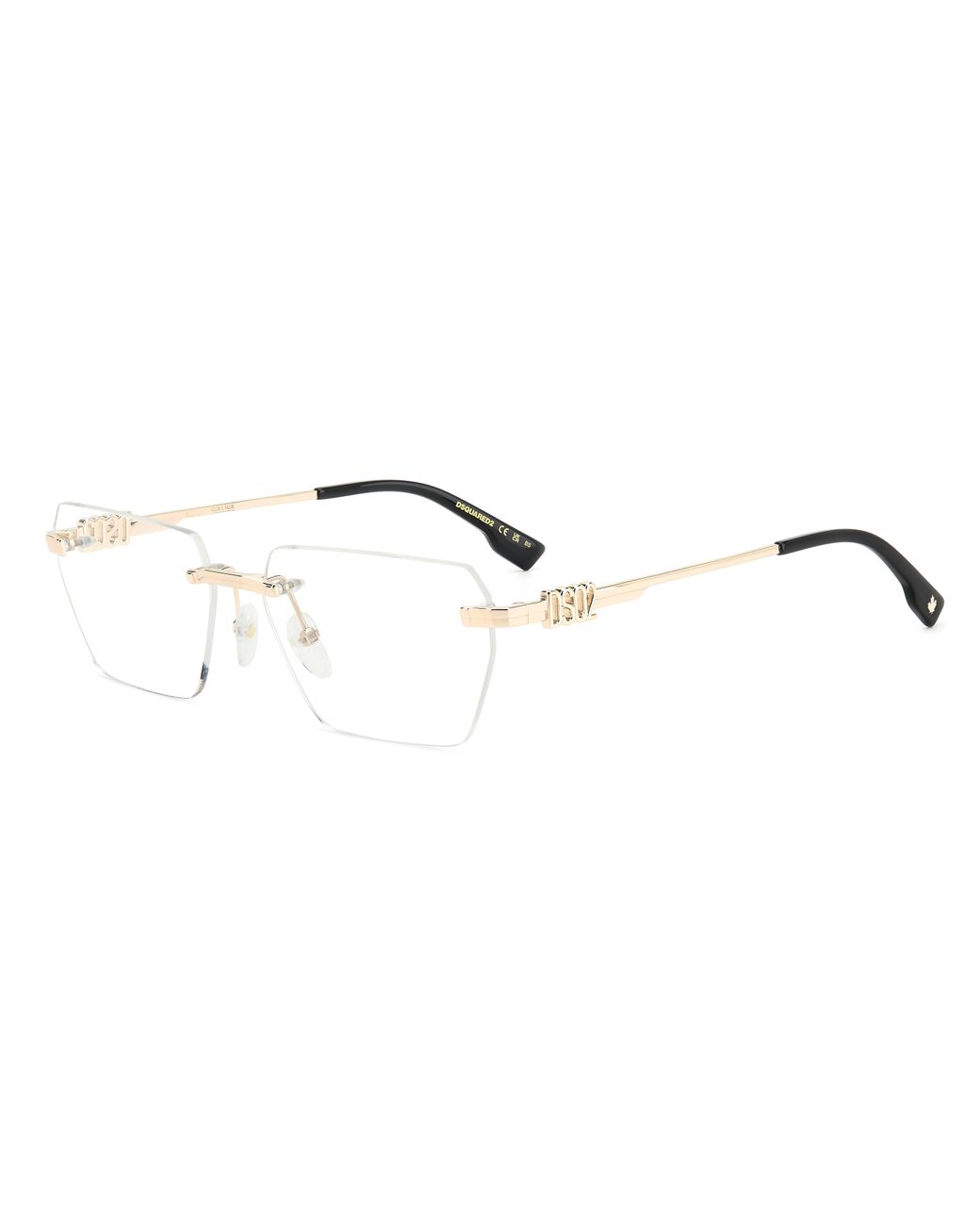 DSquared² Black D2 0102 3Yg Optical Frames Metal Squared for men