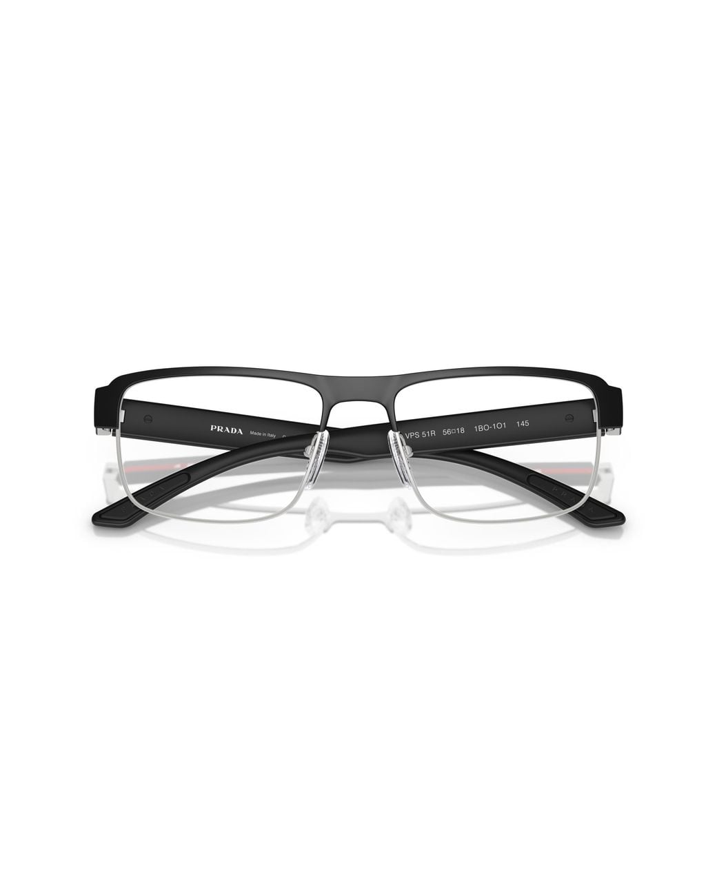 Prada Linea Rossa Black Ps 51Rv 1Bo1O1 Optical Frames Metal Squared Normal for men