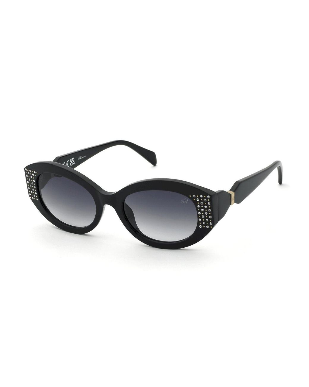 Blumarine Black Sbm239S 700S Sunglasses Acetate Smoke Geometric Normal Nuanced