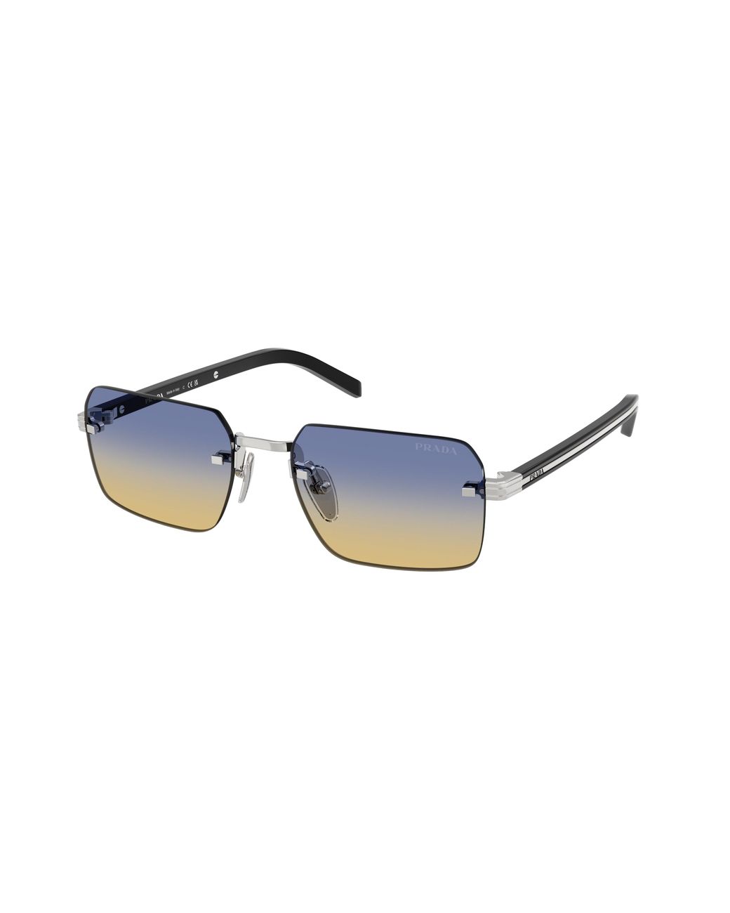 Prada Black Pr D55S 1Bc50E Sunglasses Metal Squared Normal for men