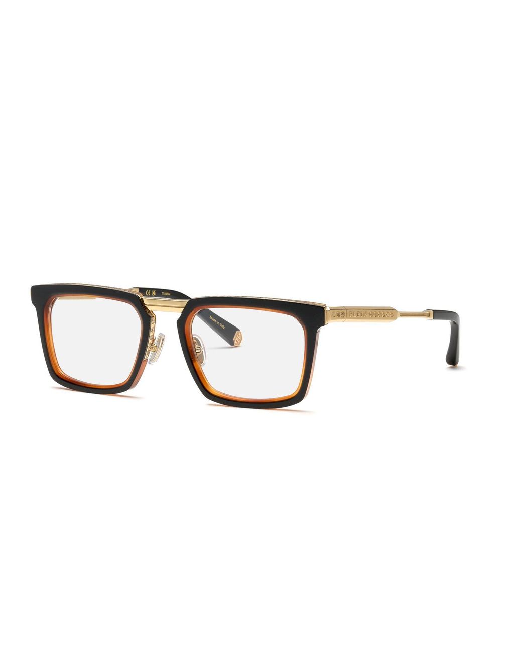 Philipp Plein Black Vpp158M Plein Legacy 09Tc Optical Frames Metal Squared for men