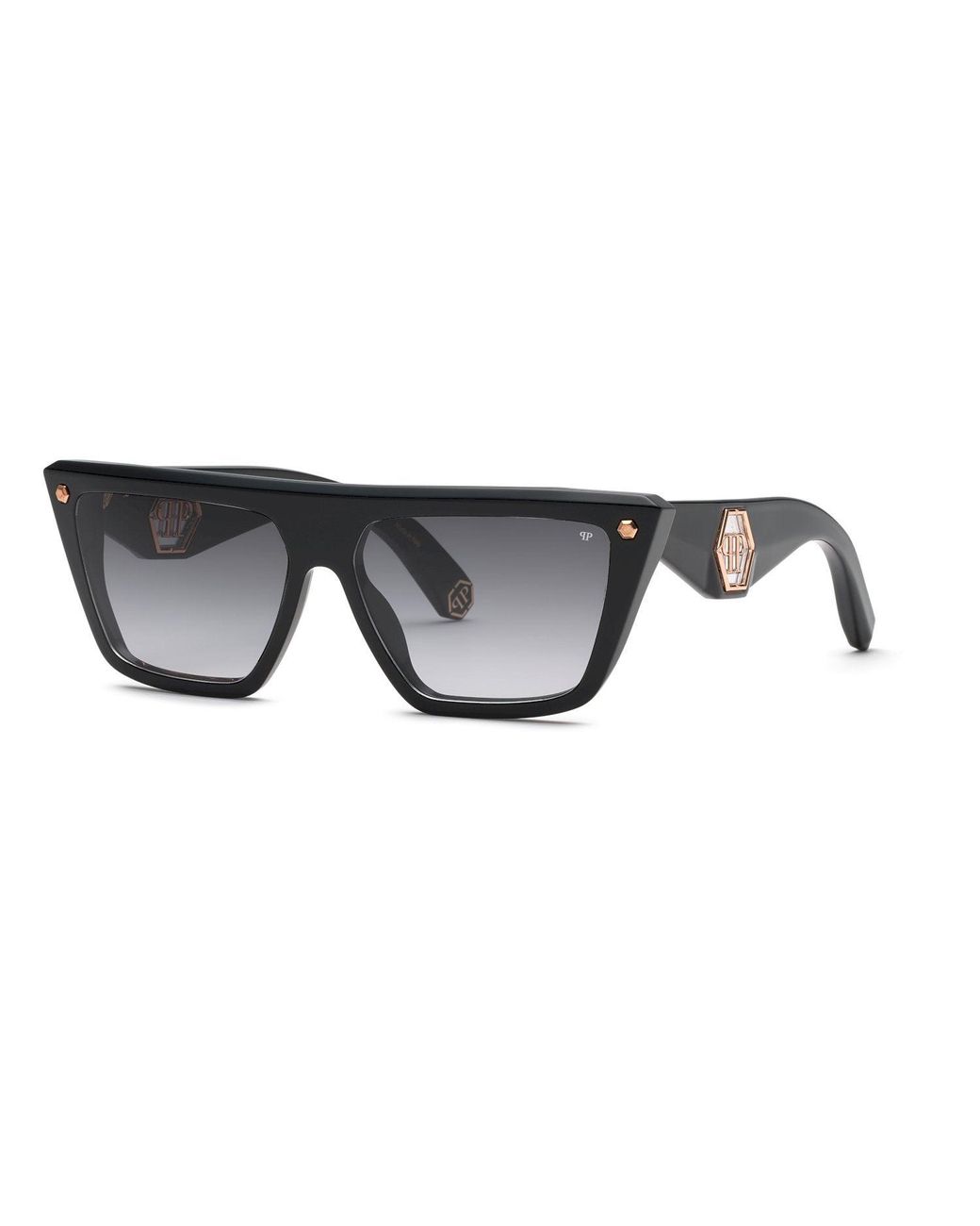 Philipp Plein Black Spp177 Plein Muse 700 Sunglasses Acetate Smoke Cat Eye Normal Shaded