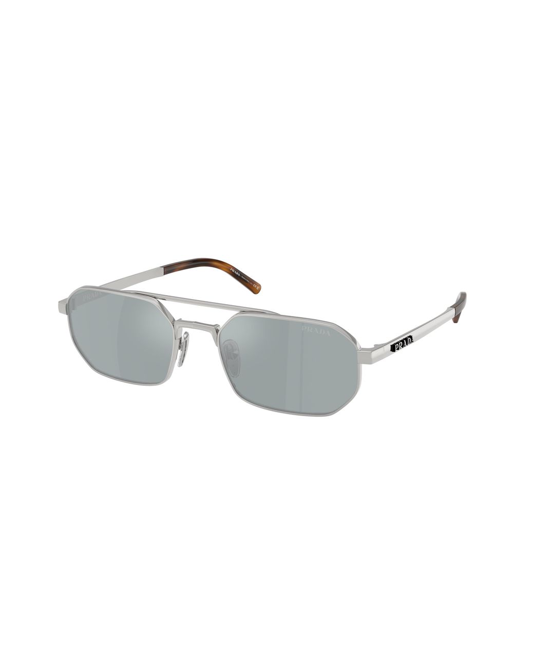 Prada Black Pr D53S 1Bc40X Sunglasses Metal Geometric Mirror for men