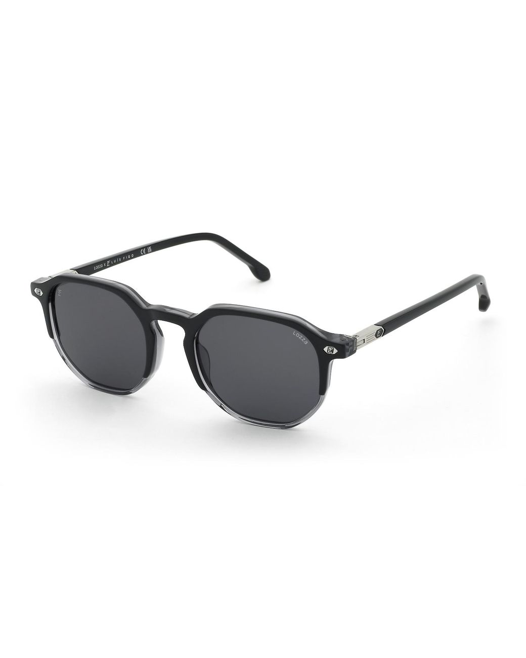 Lozza Black Sl4421 01Al Sunglasses Acetate Smoke Geometric Normal for men