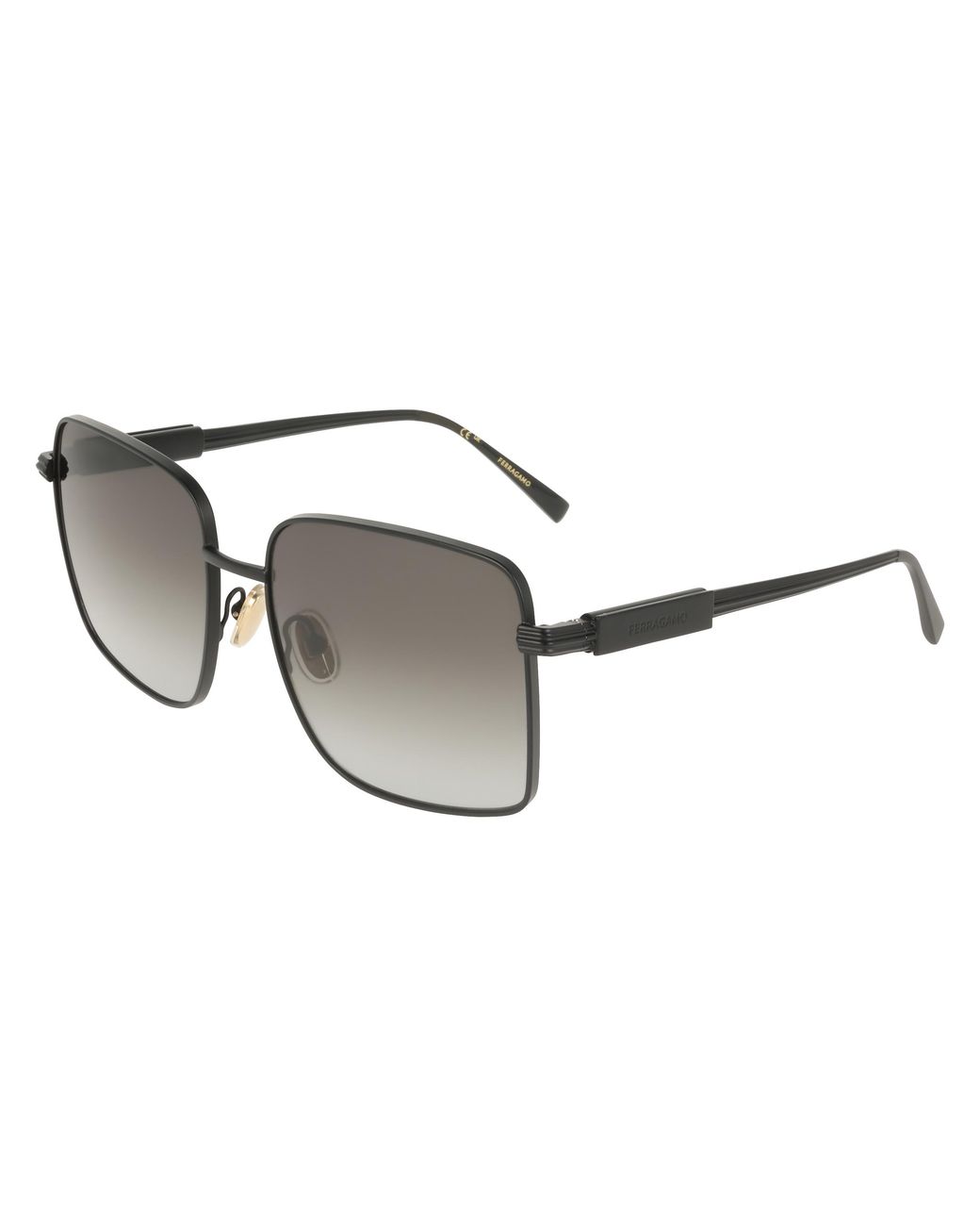 Ferragamo Black Sf330S 002 Sunglasses Metal Squared Normal
