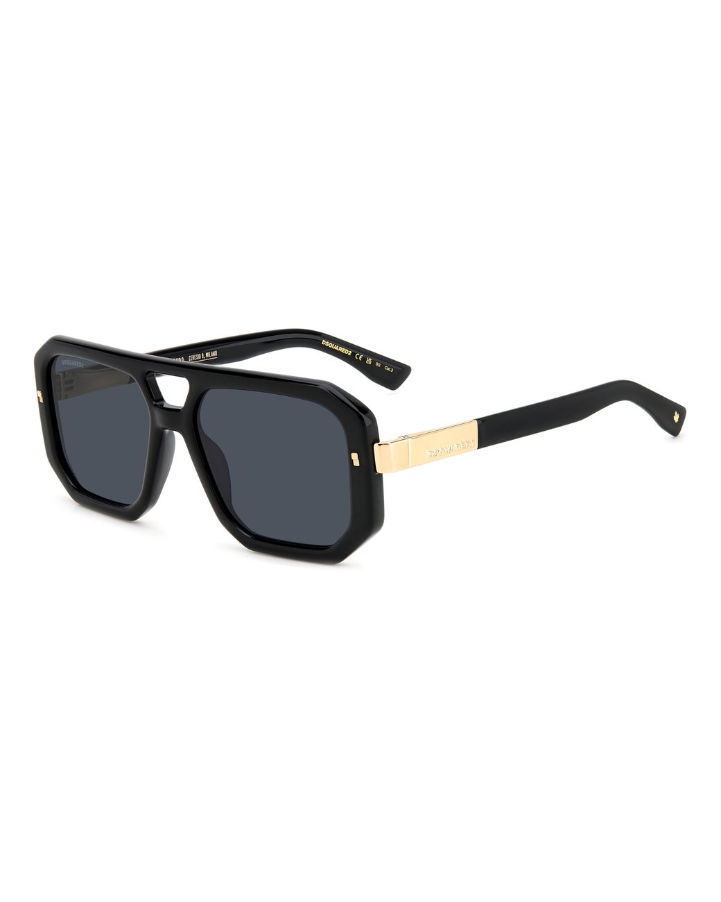 DSquared² Black D2 0105/S 807/2K Sunglasses Acetate Squared Normal Anti-Glare for men